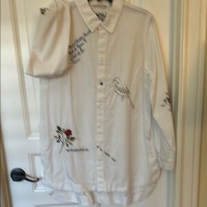 Soft Surroundings White Embroidered Blouse